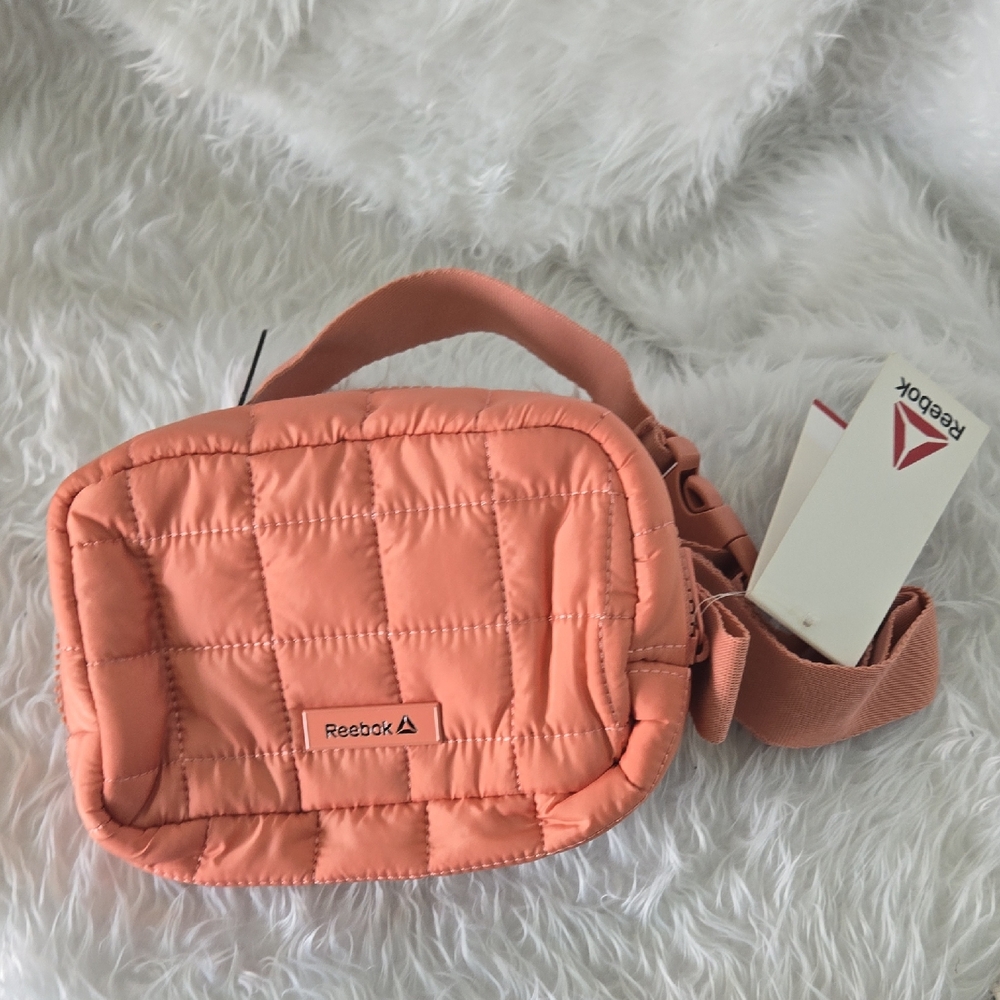 Reebok Quilted Crossbody Bag in Coral Pink